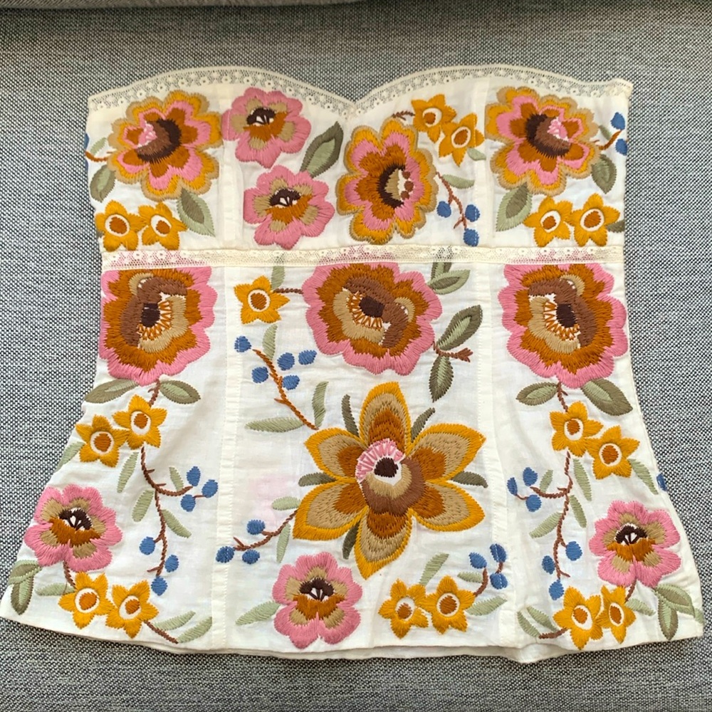Designer sample embroidered bustier top